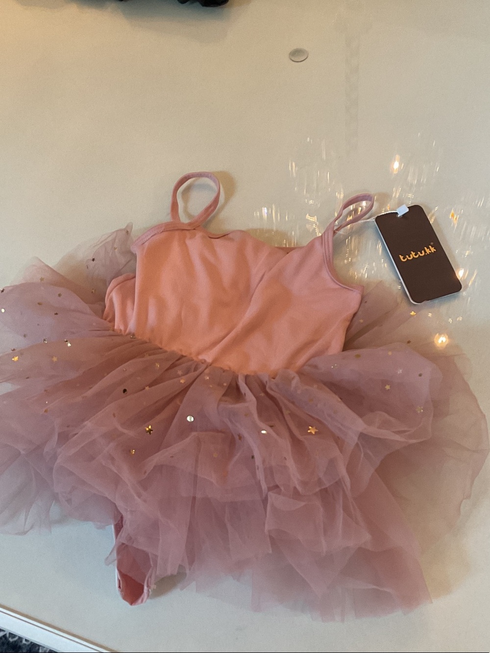 tutu pink TutuDress Kids Costume with Gold Star Tulle baby shoot